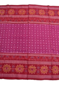 Pink-Red Plane Colour Border Sambalpuri Handloom Cotton Saree