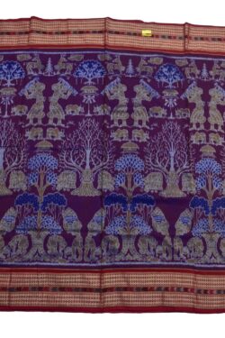 Blue Colour Border Sambalpuri Handloom Cotton Saree