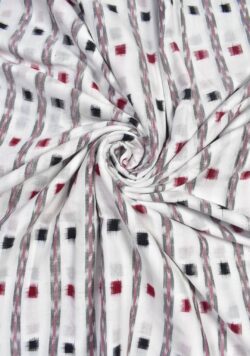 White Colour SquareDesign Sambalpuri Handloom Cotton Fabrics