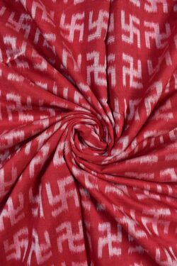 Red Colour  Swatik Design Sambalpuri Handloom Cotton Fabrics