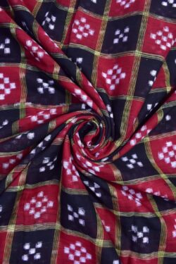 Red-Black Pasapali Design Sambalpuri Handloom Cotton Fabrics