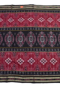 Black-Red Colour Sambalpuri Handloom Mania Bandha Cotton Saree