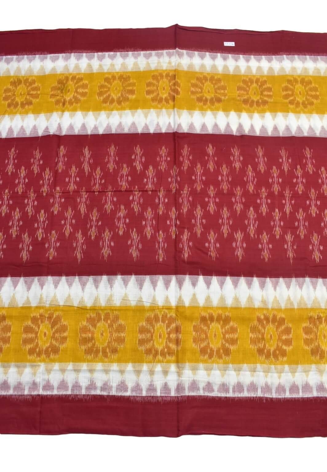 Red-Yellow Colour Sambalpuri Handloom Mania Bandha Cotton Saree