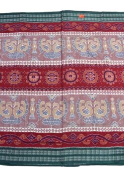 Red-Pitch Colour Sambalpuri Handloom Bandha Cotton Saree