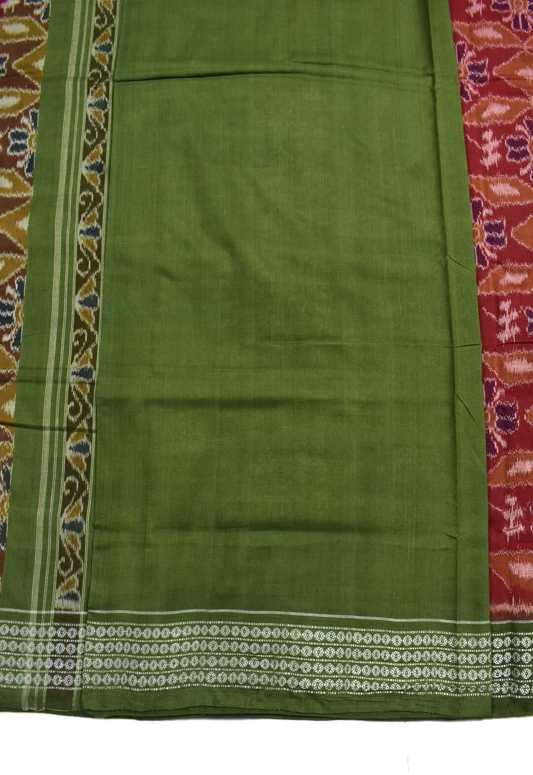 Red Colour Sambalpuri Handloom Bandha Cotton Saree - Image 5