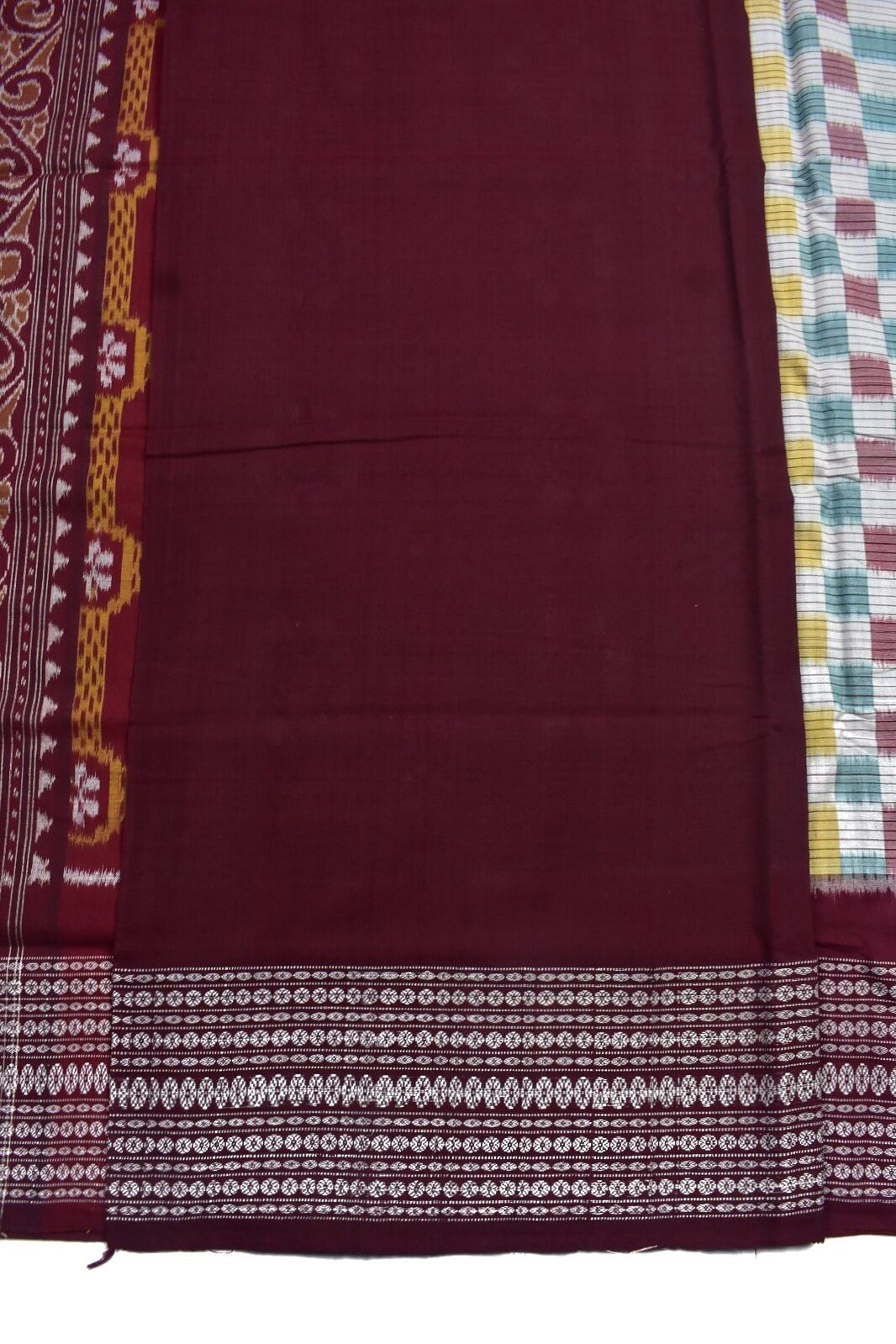 Biscuit Colour Sambalpuri Handloom Bandha Cotton Saree - Image 5