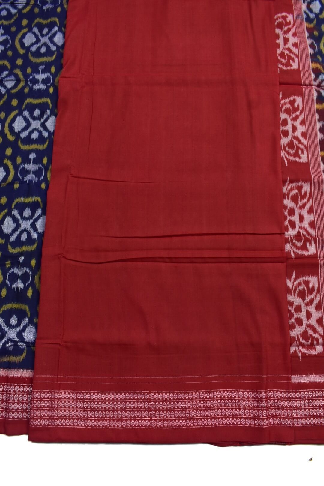 Blue Colour Tribal Design Sambalpuri Handloom Bandha Cotton Saree - Image 5