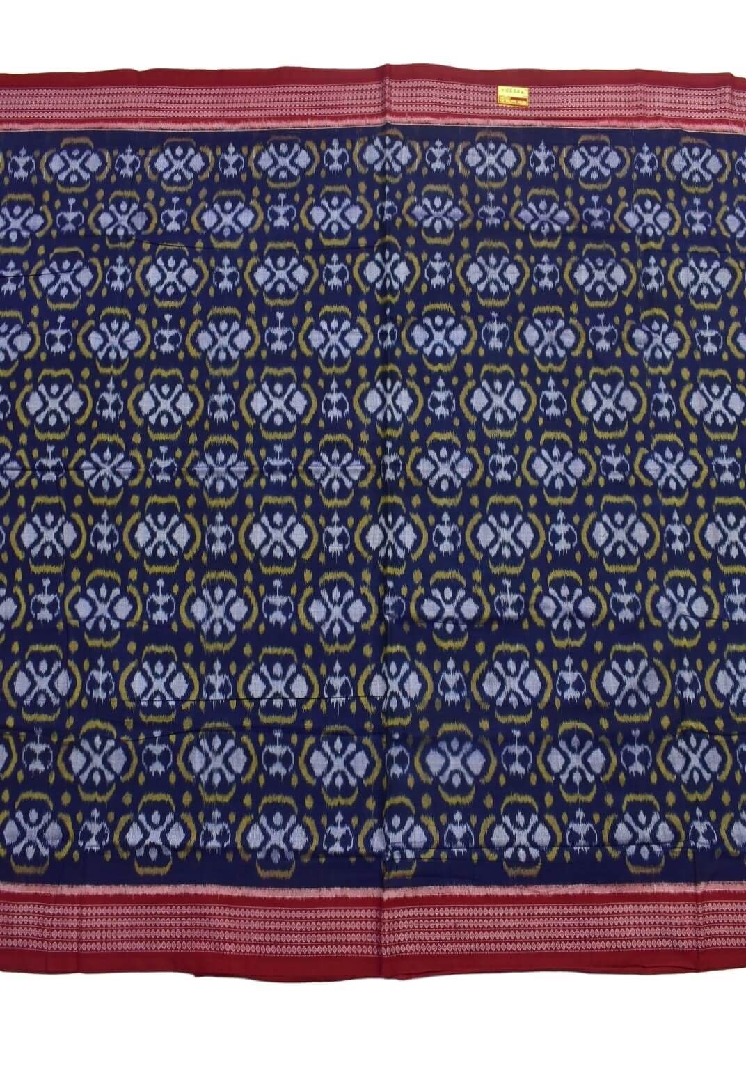 Blue Colour Tribal Design Sambalpuri Handloom Bandha Cotton Saree
