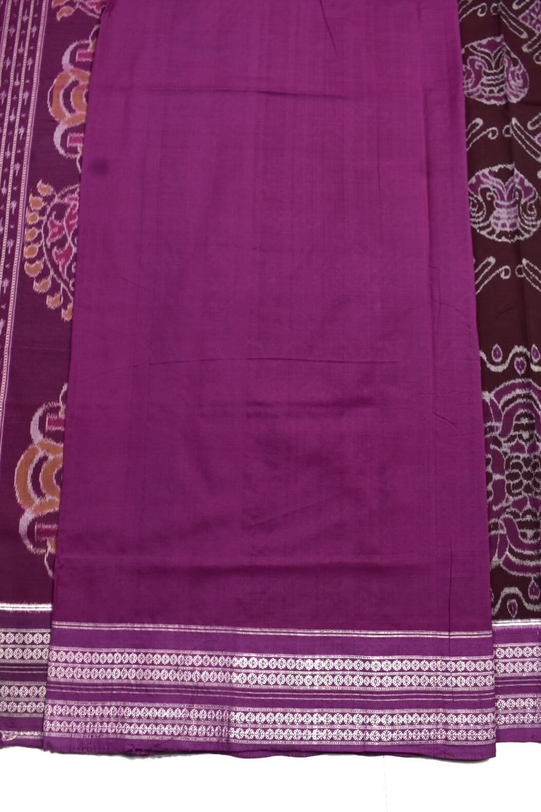 Maroon Colour Tribal Design Sambalpuri Handloom Bandha Cotton Saree - Image 5
