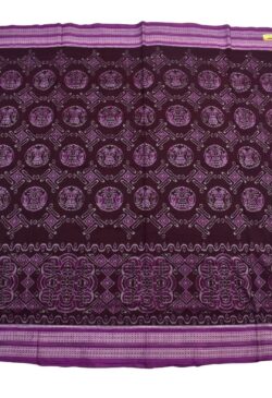 Maroon Colour Tribal Design Sambalpuri Handloom Bandha Cotton Saree