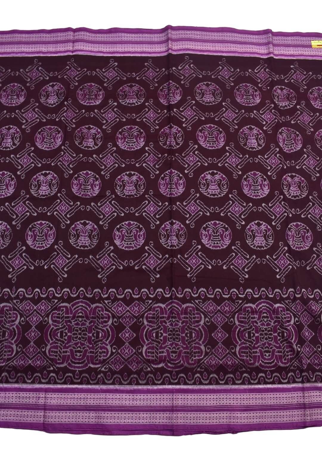 Maroon Colour Tribal Design Sambalpuri Handloom Bandha Cotton Saree