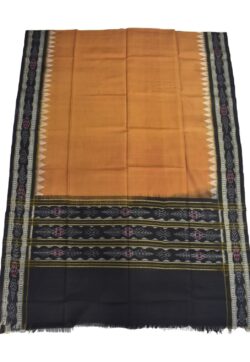 Biscuit-Black Combination Sambalpuri Handloom Cotton Dupatta
