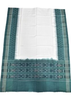 White-Green Colour Sambalpuri Handloom Cotton Dupatta
