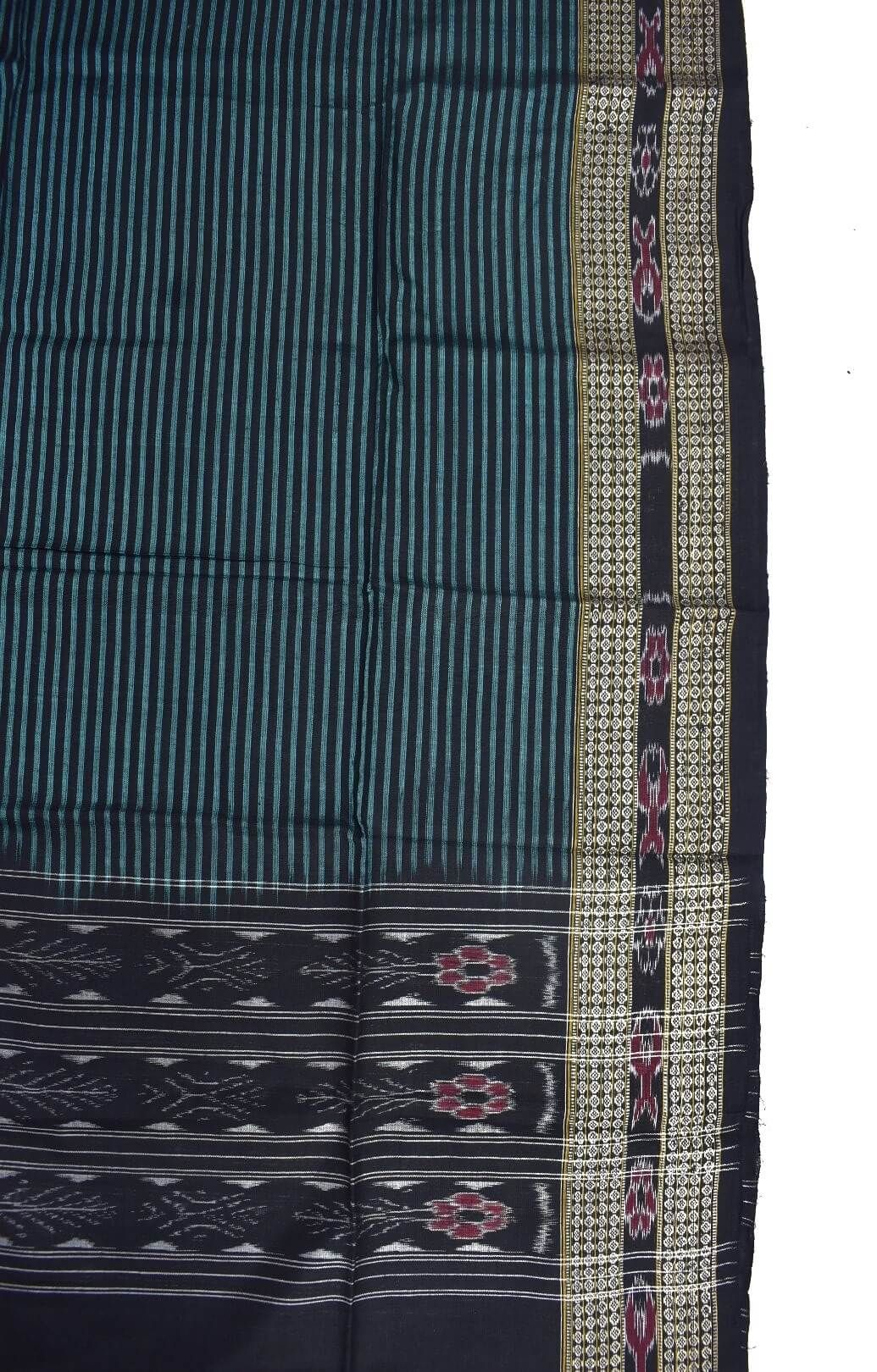 Green-Black Sambalpuri Handloom Cotton Dupatta - Image 3
