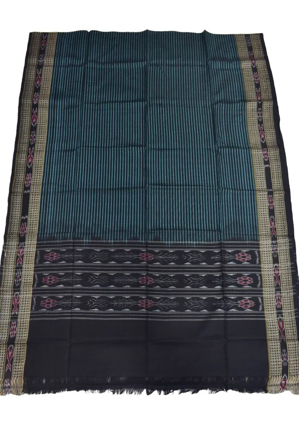 Green-Black Sambalpuri Handloom Cotton Dupatta