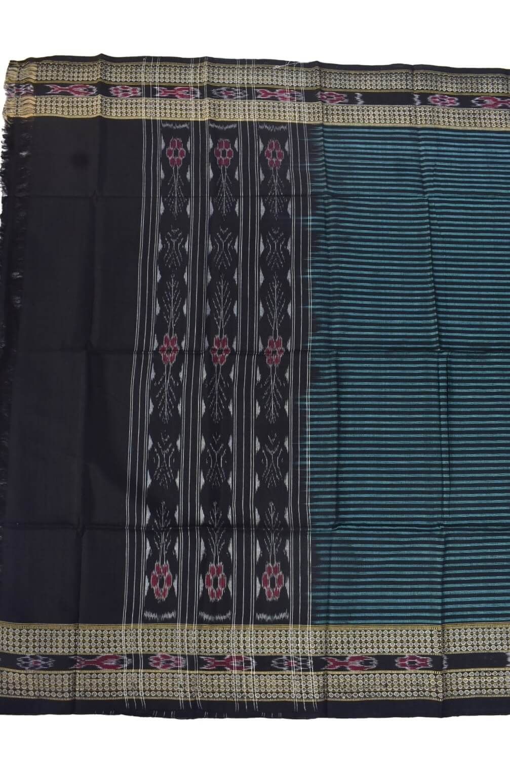 Green-Black Sambalpuri Handloom Cotton Dupatta - Image 2