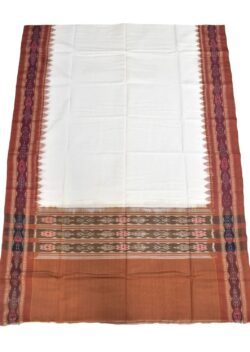 White-Rust Combination Sambalpuri Handloom Cotton Dupatta