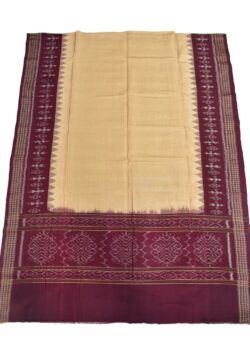 Biscuit-Maroon Combination Sambalpuri Handloom Cotton Dupatta