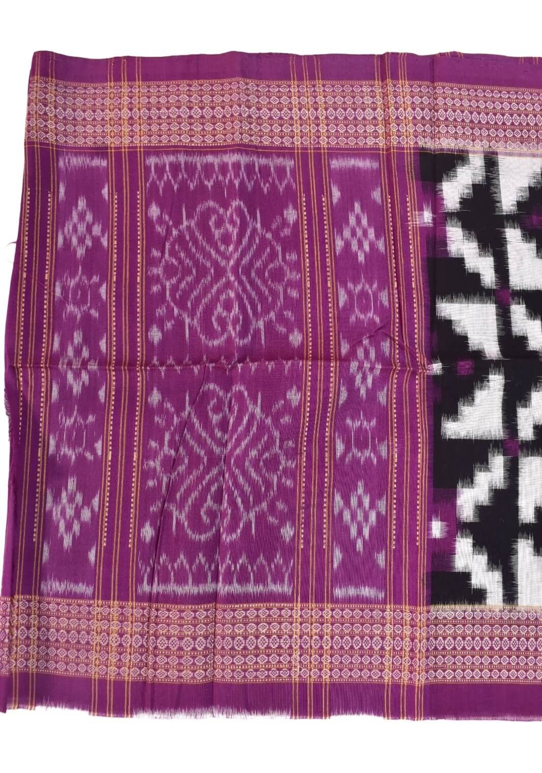 Black-Pink Pasapali Design Sambalpuri Handloom Cotton Stole - Image 2