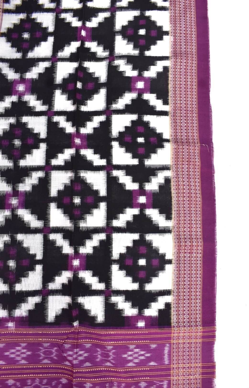 Black-Pink Pasapali Design Sambalpuri Handloom Cotton Stole - Image 3