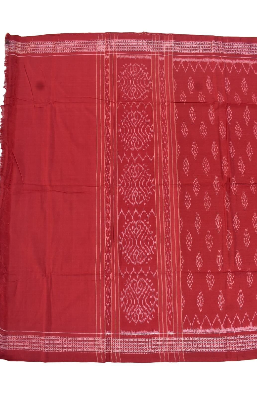 Red Combination Sambalpuri Handloom Cotton Dupatta - Image 2