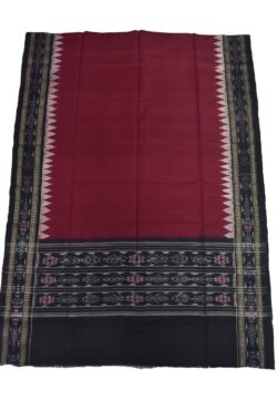 Maroon-Black Combination Sambalpuri Handloom Cotton Dupatta