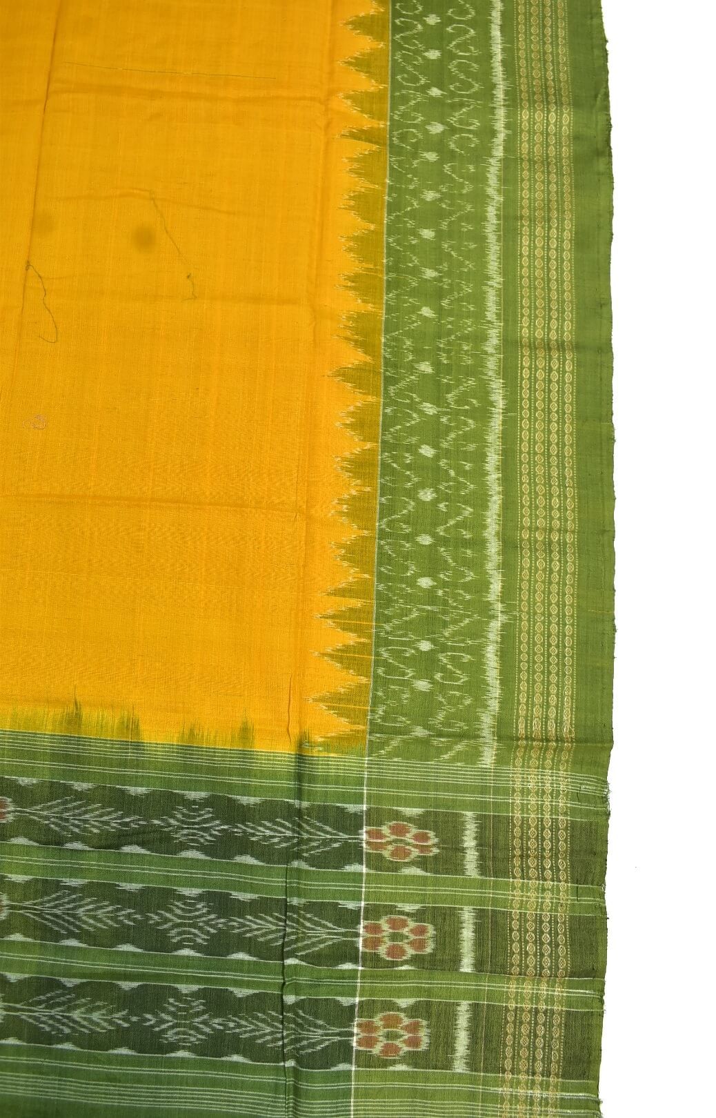 Yellow-mehendi Combination Sambalpuri Handloom Cotton Dupatta - Image 3
