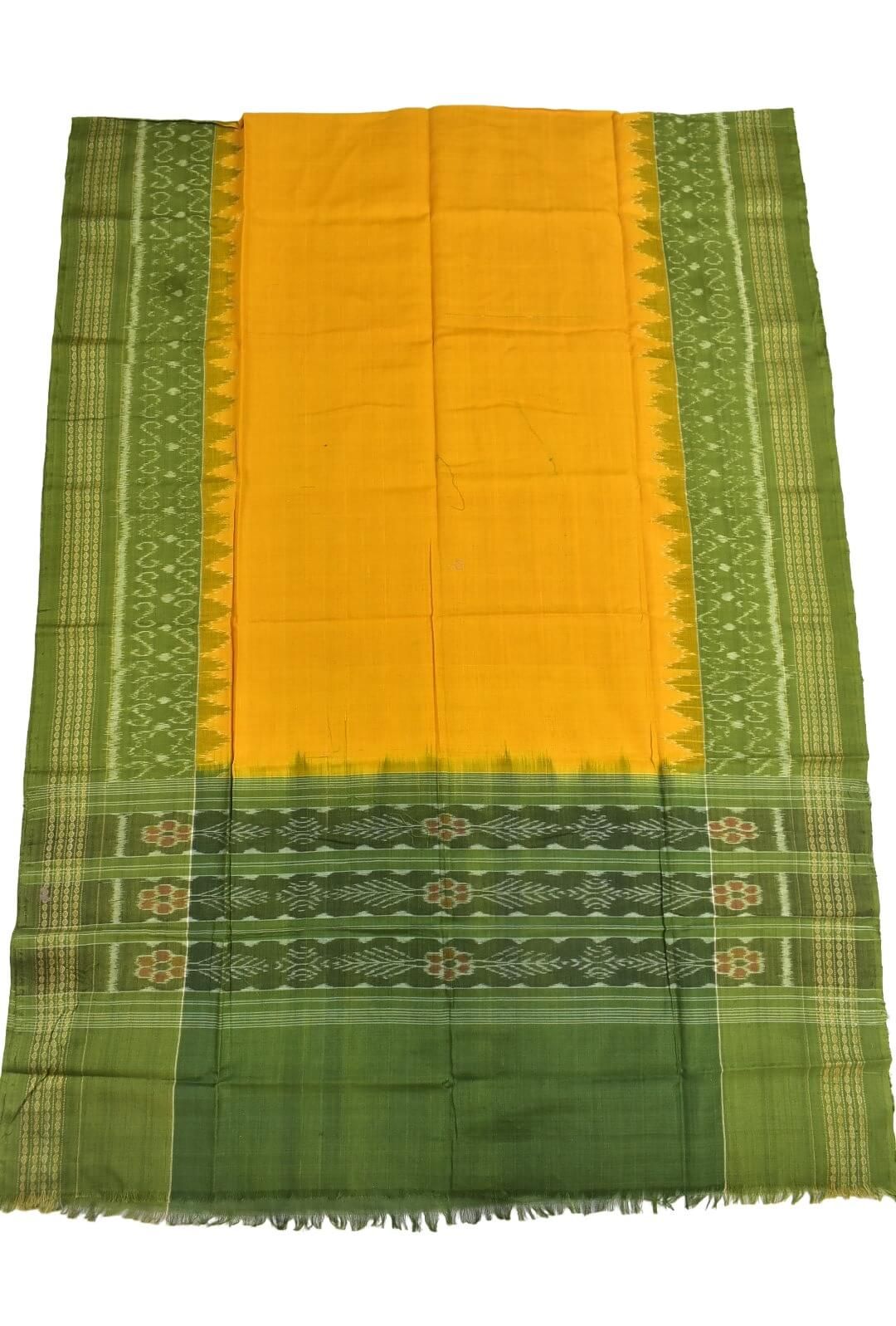 Yellow-mehendi Combination Sambalpuri Handloom Cotton Dupatta