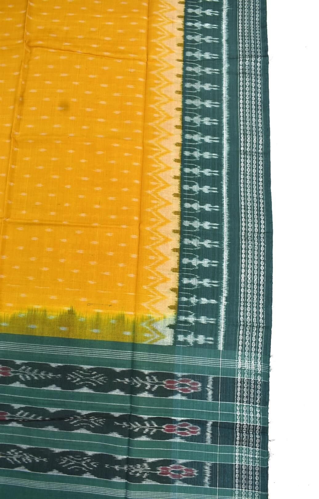 Yellow-Green Combination Sambalpuri Handloom Cotton Dupatta - Image 3