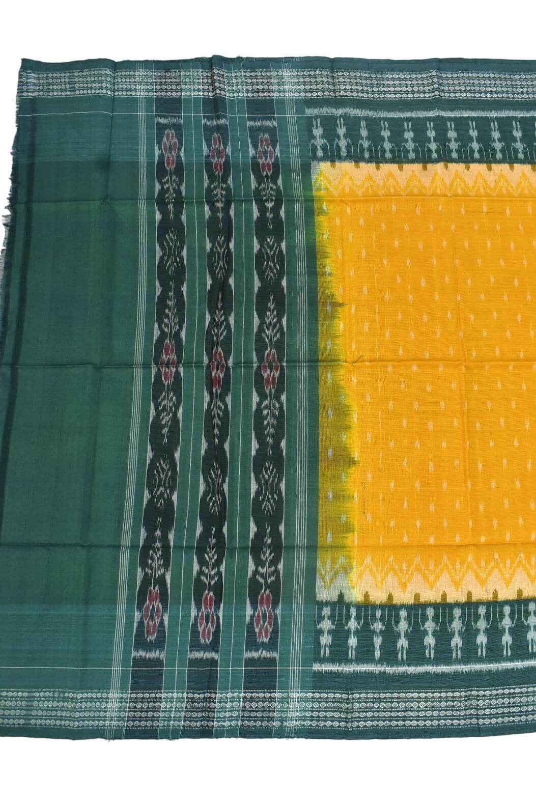 Yellow-Green Combination Sambalpuri Handloom Cotton Dupatta - Image 2