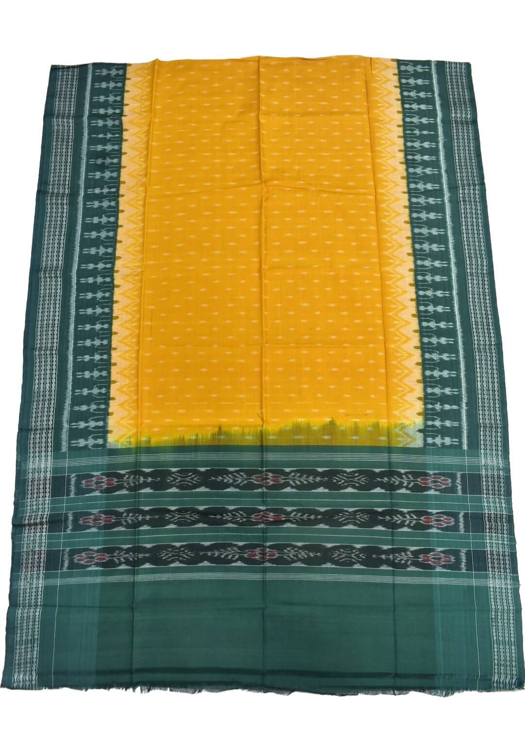 Yellow-Green Combination Sambalpuri Handloom Cotton Dupatta