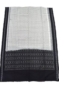 White-Black Combination Sambalpuri Handloom Cotton Dupatta