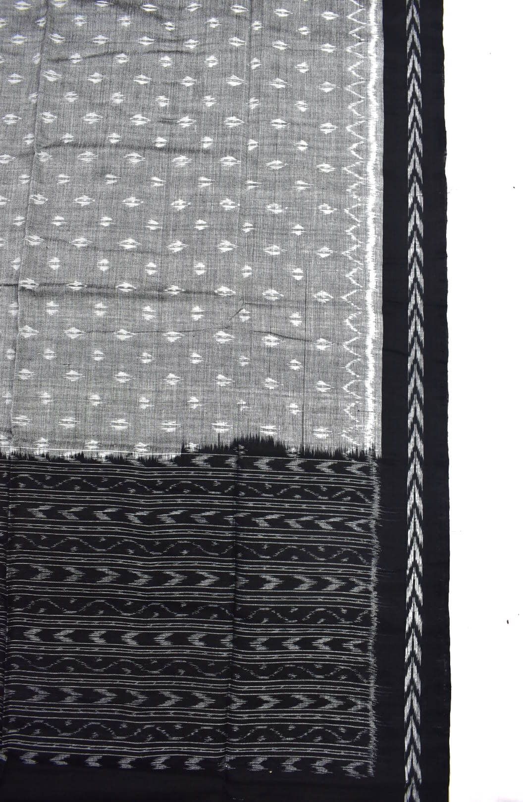 Gray-Black Combination Sambalpuri Handloom Cotton Dupatta - Image 3