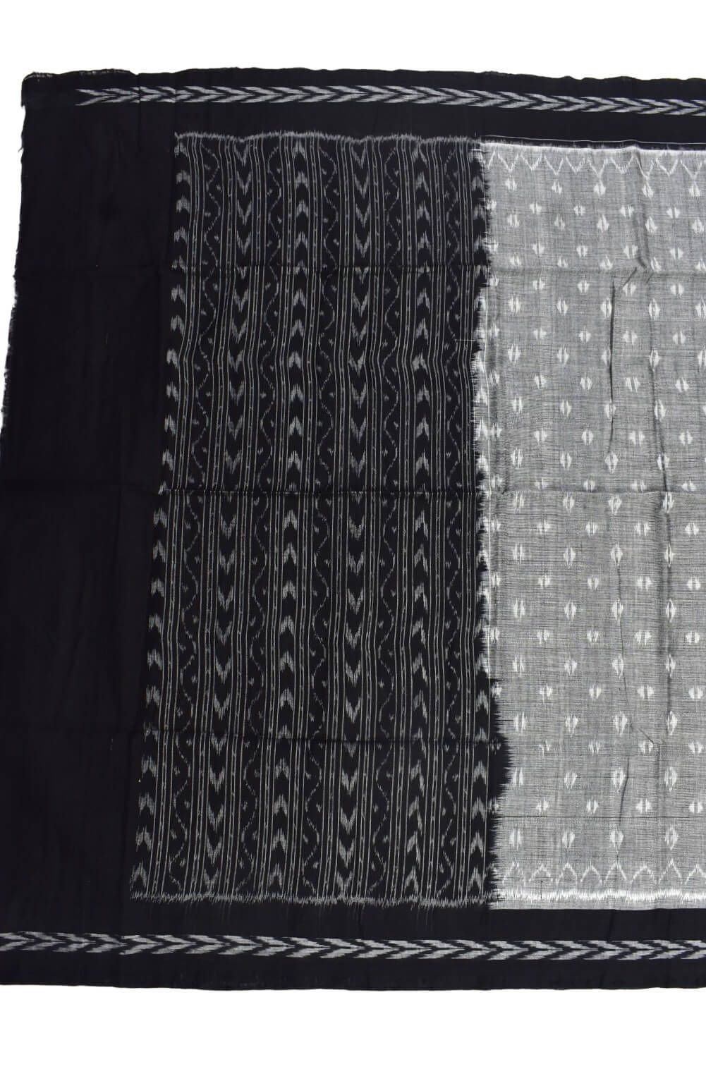 Gray-Black Combination Sambalpuri Handloom Cotton Dupatta - Image 2