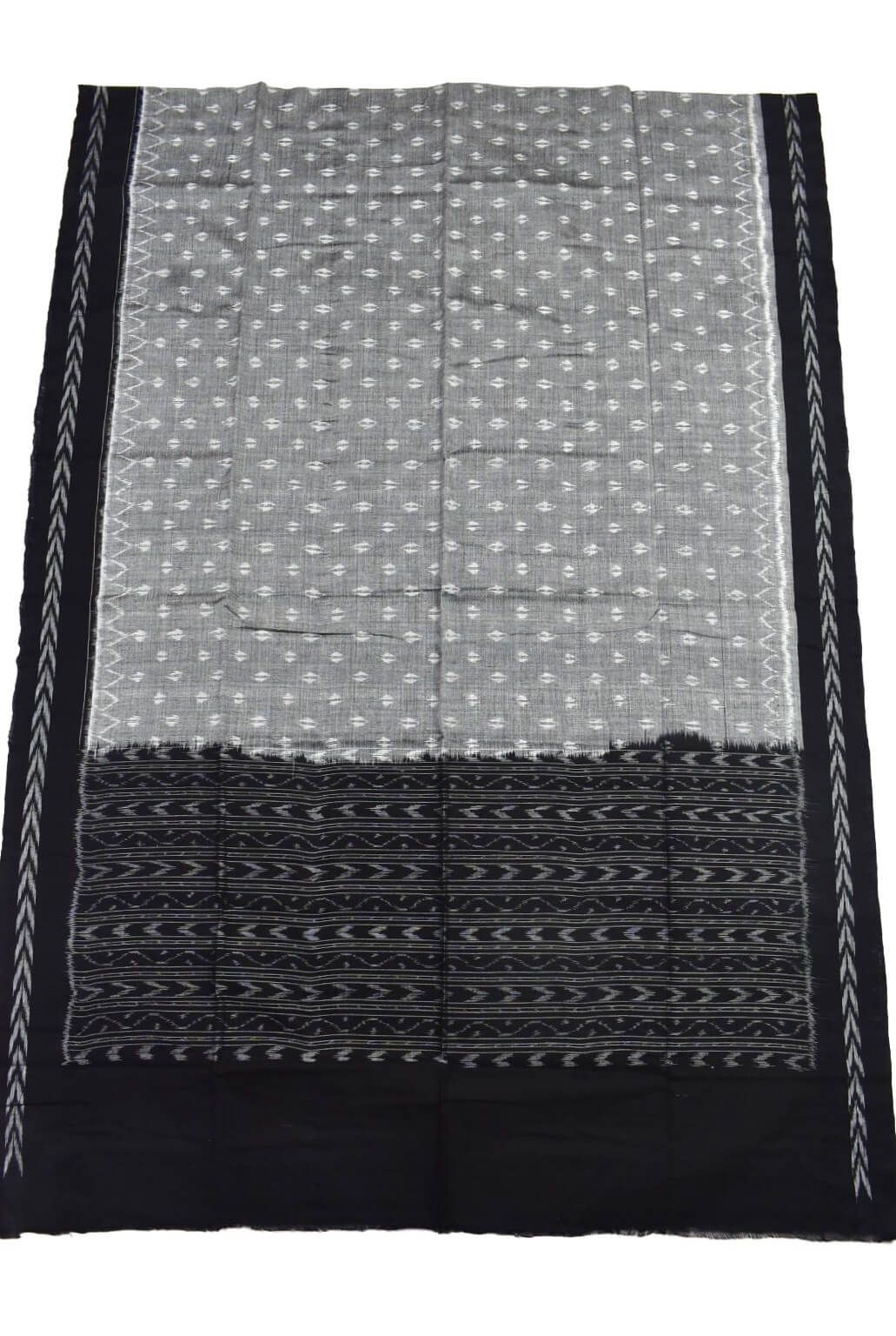 Gray-Black Combination Sambalpuri Handloom Cotton Dupatta