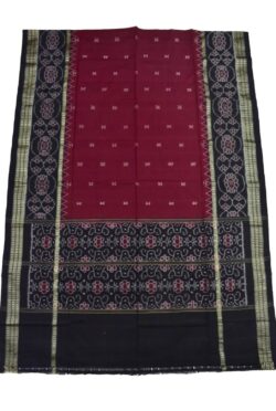 Maroon-Black Combination Sambalpuri Handloom Cotton Dupatta
