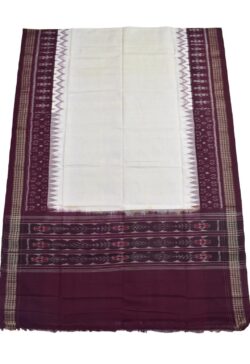 Maroon-White Combination Sambalpuri Handloom Cotton Dupatta