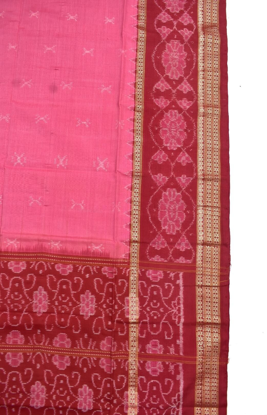 Pink-Red Combination Sambalpuri Handloom Cotton Dupatta - Image 3