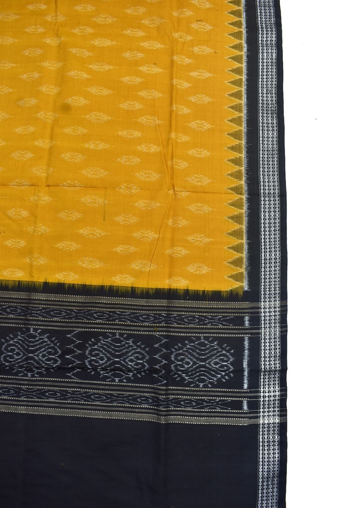 Yellow-Black Combination Sambalpuri Handloom Cotton Dupatta - Image 3