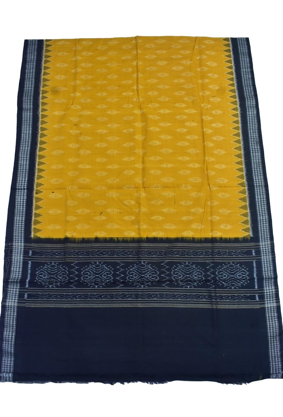 Yellow-Black Combination Sambalpuri Handloom Cotton Dupatta