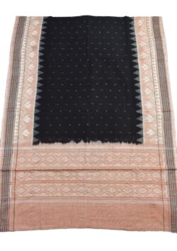 Black-Biscuit Combination Sambalpuri Handloom Cotton Dupatta