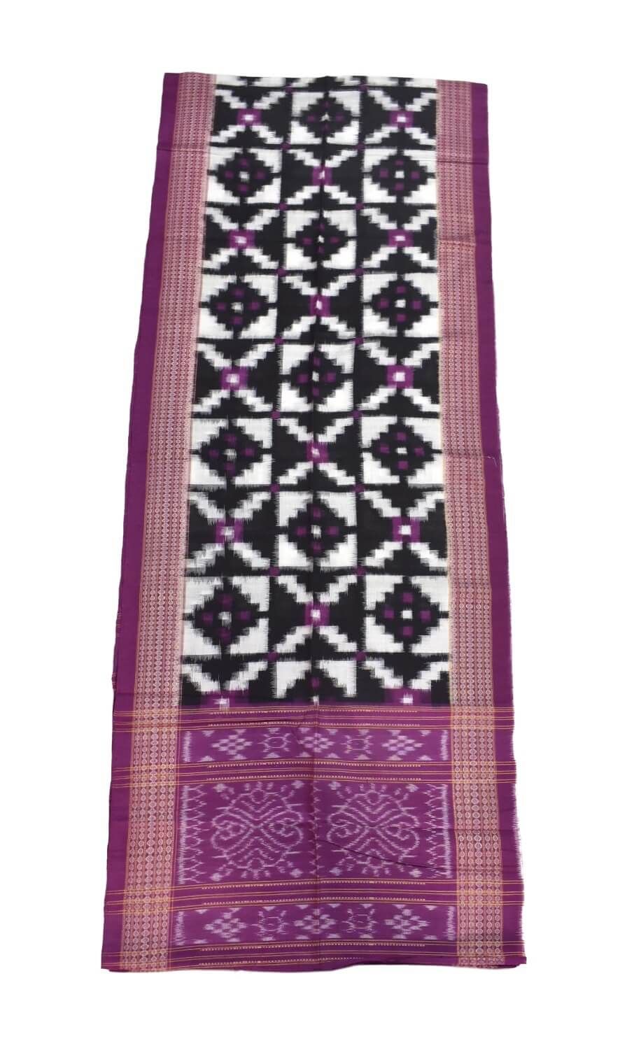 Black-Pink Pasapali Design Sambalpuri Handloom Cotton Stole