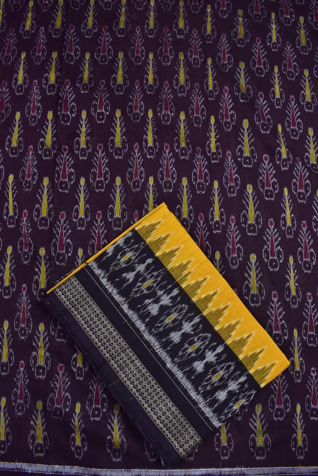 Coffe Colour Sambalpuri Handloom Cotton Dress Material - Image 3