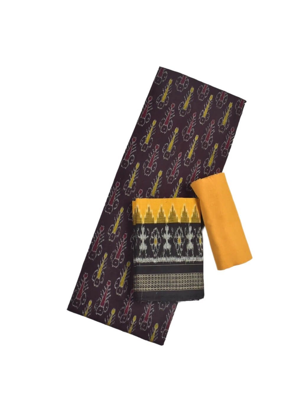 Coffe Colour Sambalpuri Handloom Cotton Dress Material