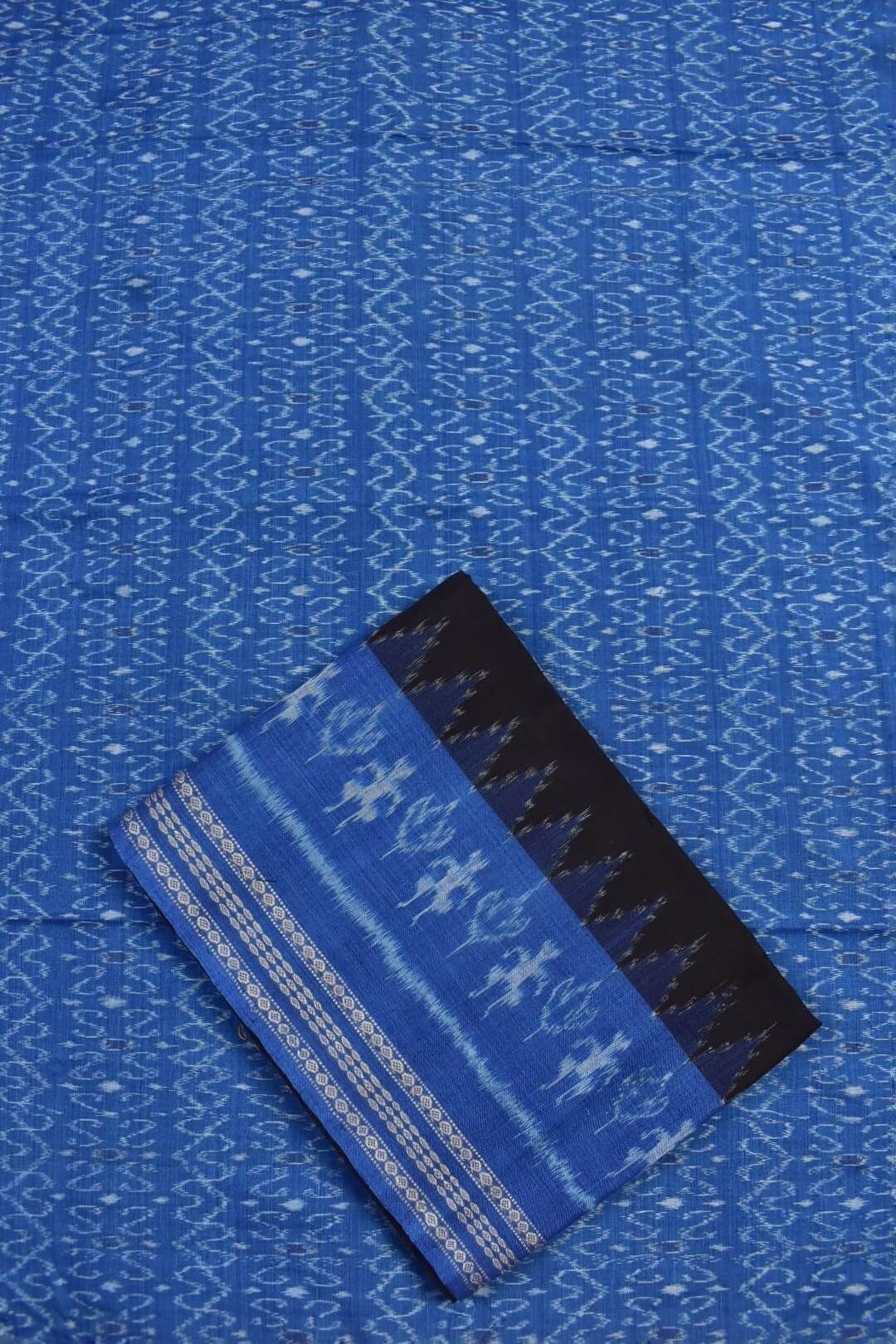 Sky Blue Colour Sambalpuri Handloom Cotton Dress Material - Image 3