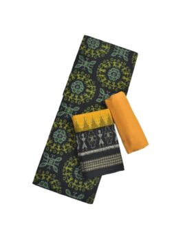 Black-Yellow Colour Sambalpuri Handloom Cotton Dress Material