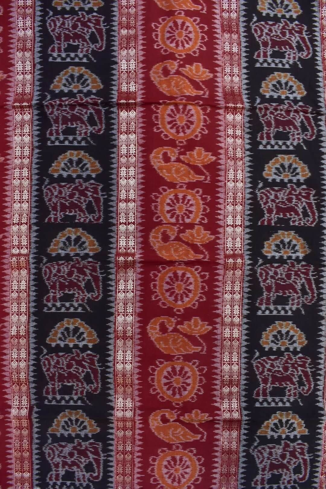 Black-Red Colour Sambalpuri Handloom Cotton Dress Material - Image 5