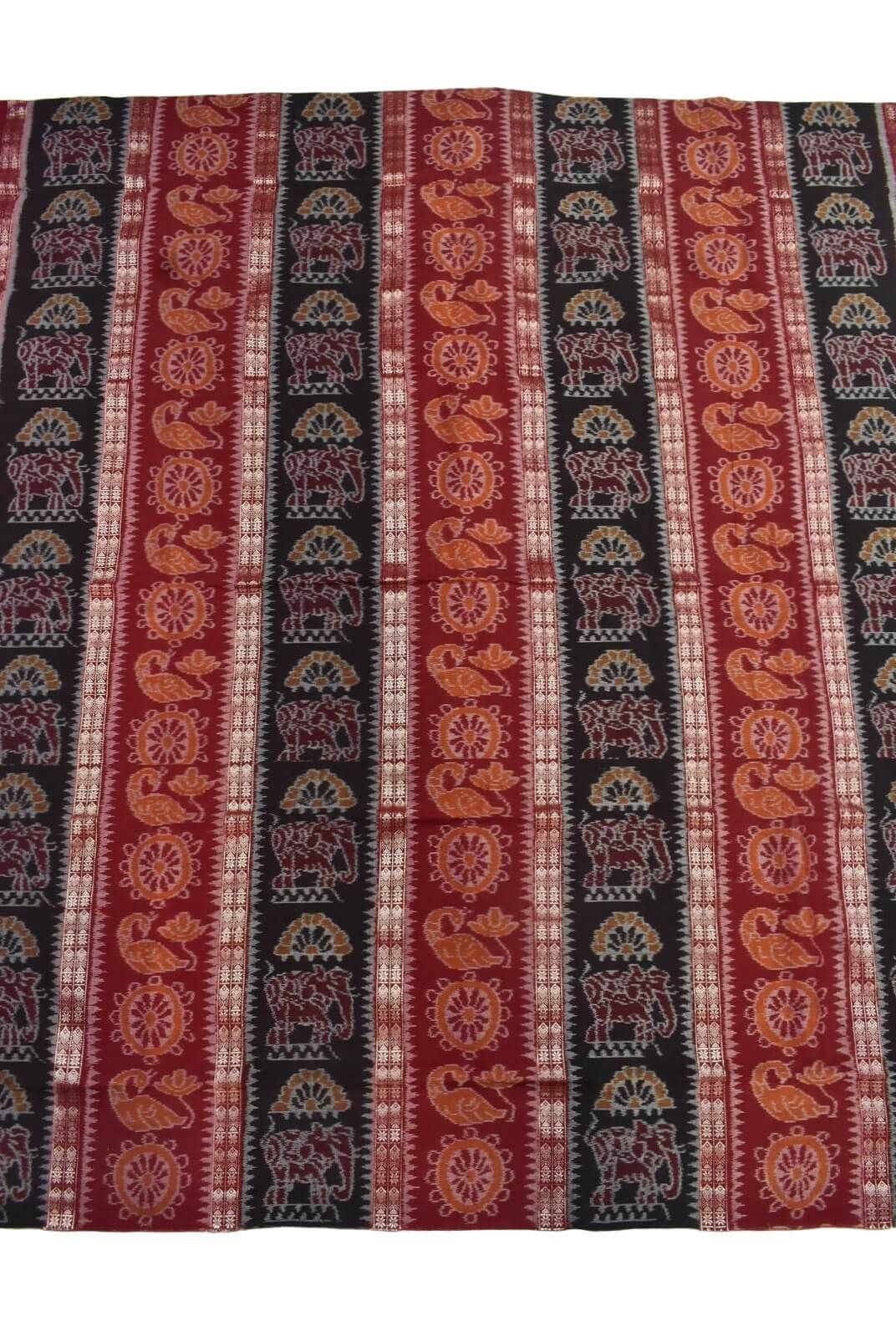Black-Red Colour Sambalpuri Handloom Cotton Dress Material - Image 4