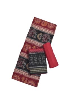 Black-Red Colour Sambalpuri Handloom Cotton Dress Material
