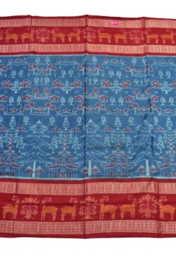 Green-Red Colour  Sambalpuri Handloom Cotton Bandha Saree